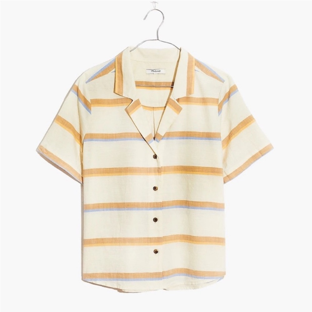 Madewell Cream and Orange Striped Button Down Shirt